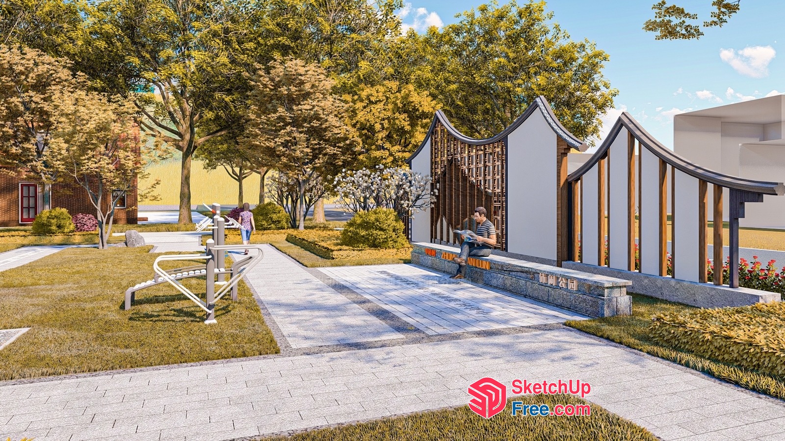 Asian-Inspired Outdoor Space 3D SketchUp File