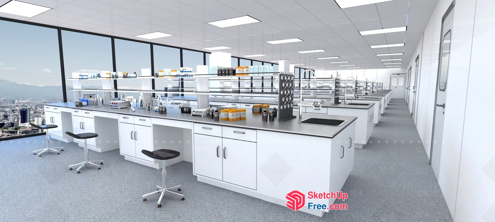 Modern Laboratory Space With Advanced Equipment 3D SketchUp File