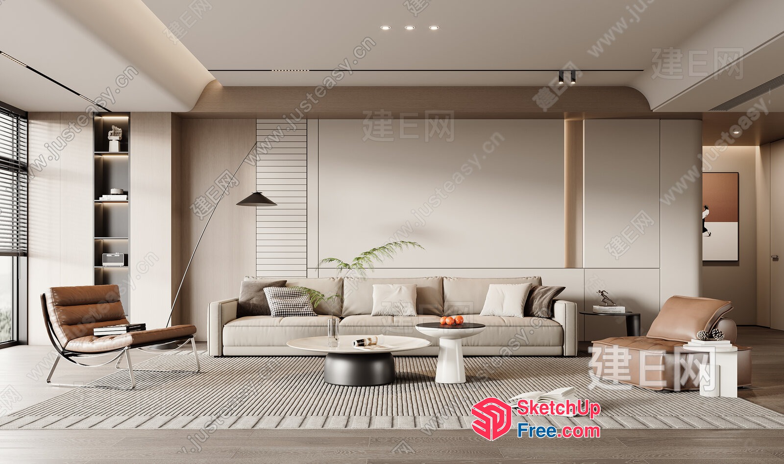 Minimalist Modern Living Room With Neutral Tones And Clean Lines 3D SketchUp File