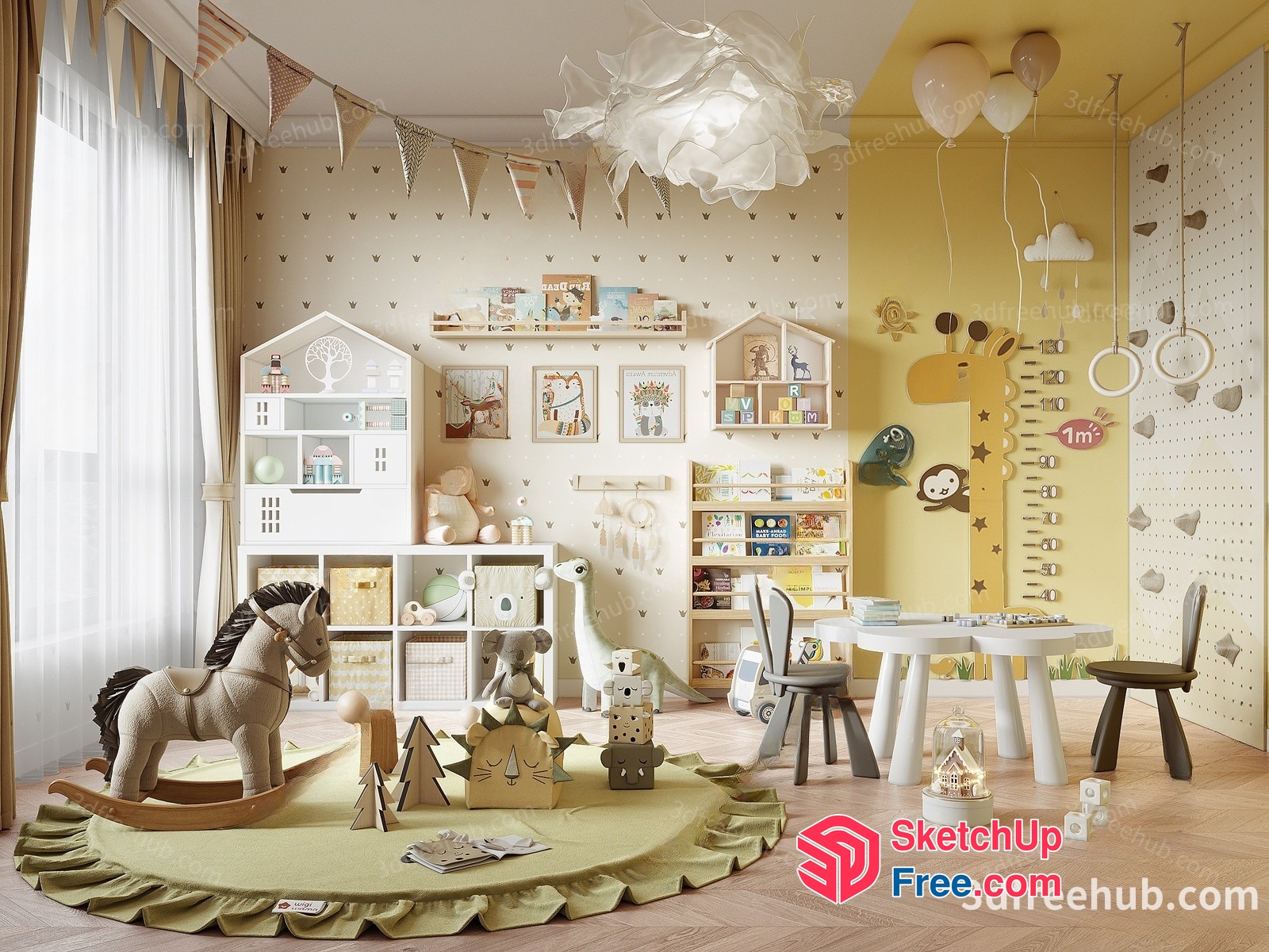 Cozy Kids' Playroom With Vintage And Modern Decor 3D SketchUp File