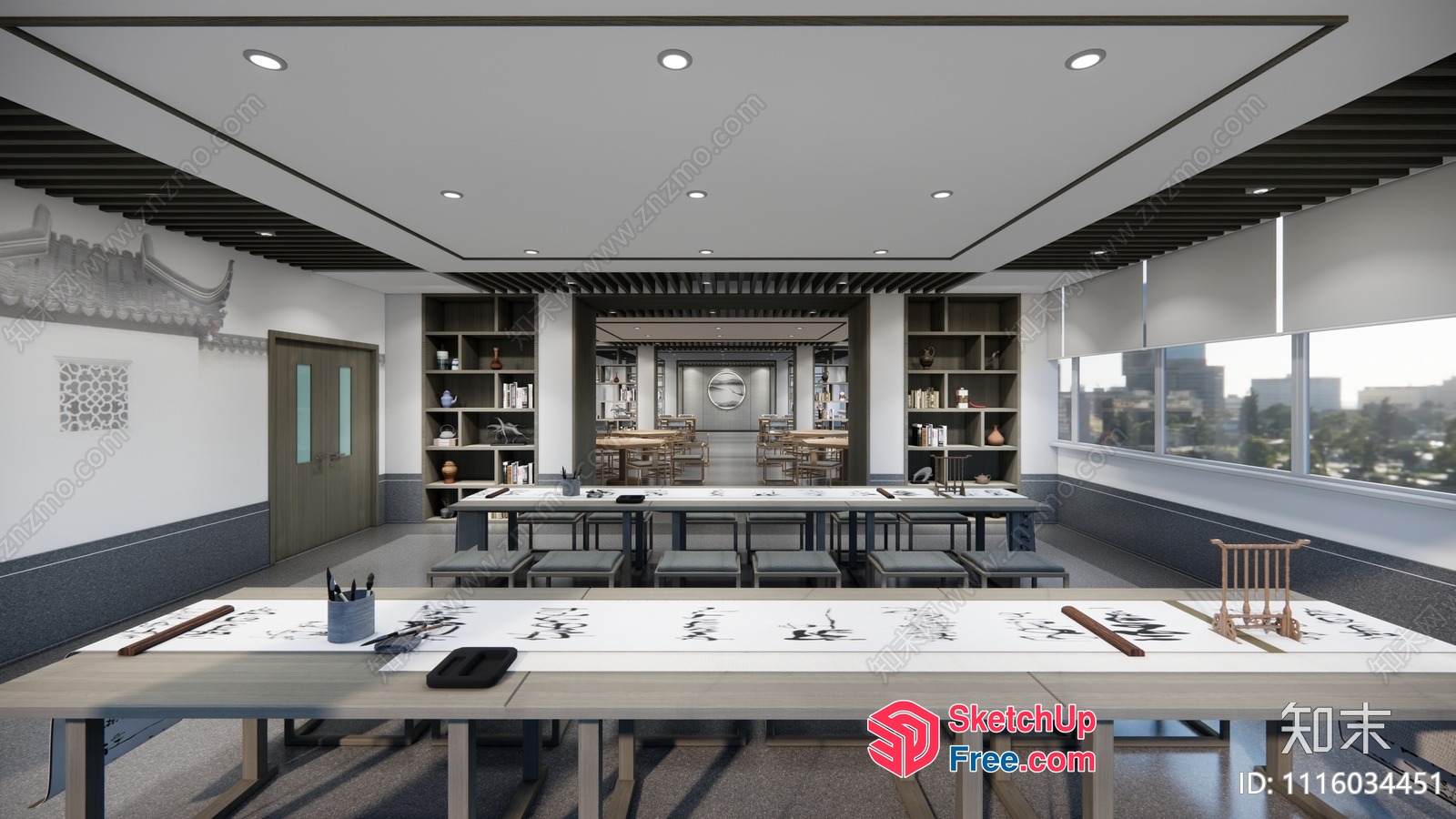 Modern Asian-Inspired Conference Room 3D SketchUp File