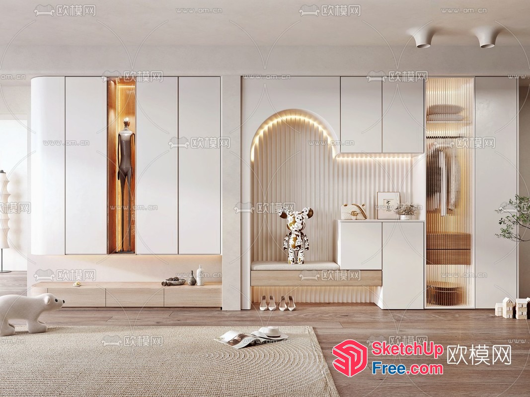 Elegant Minimalist Creamy Style Interior 3D SketchUp File