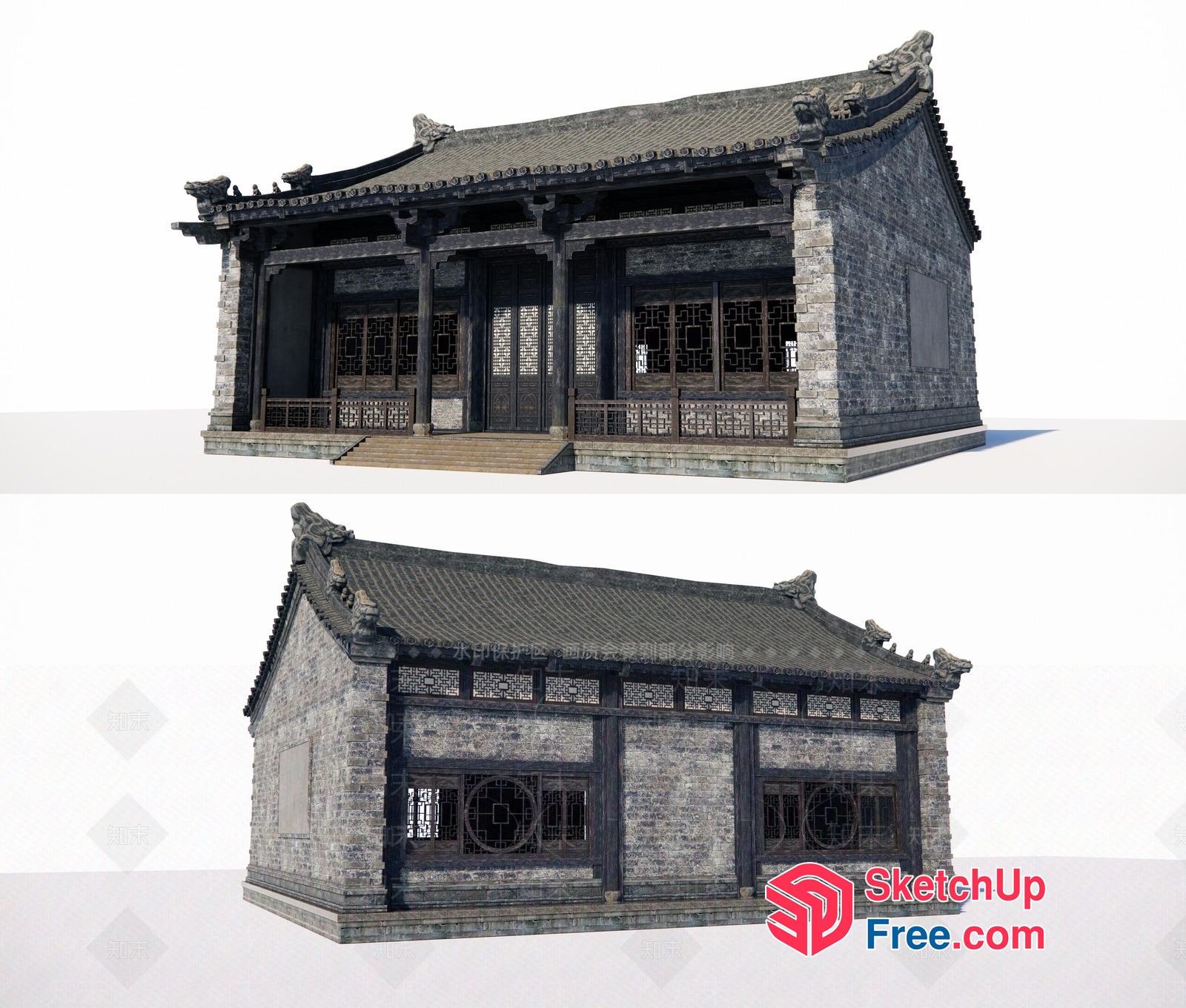 Traditional Chinese Building Exterior 3D SketchUp File