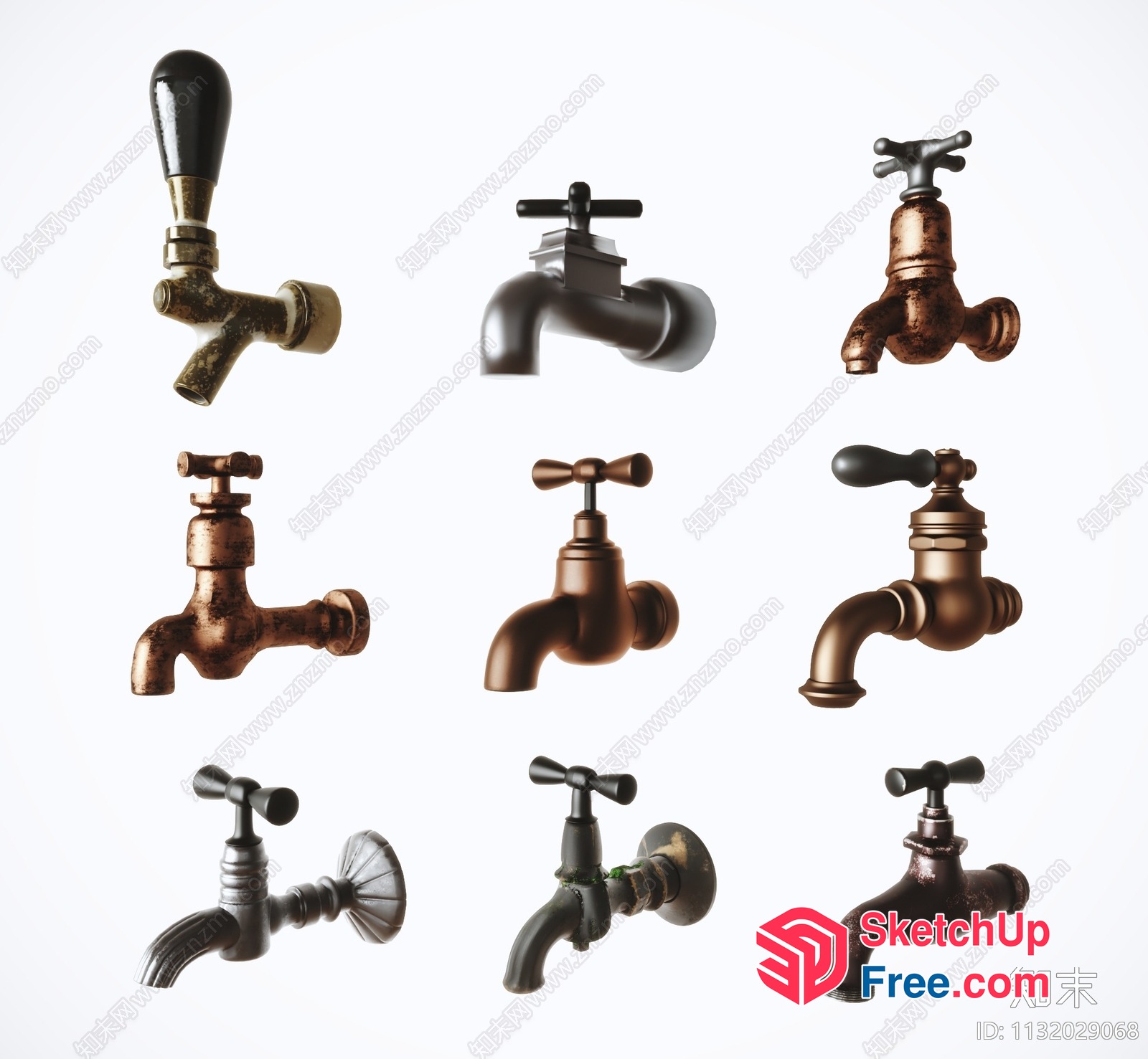 Vintage Industrial-Style Faucets Collection 3D SketchUp File