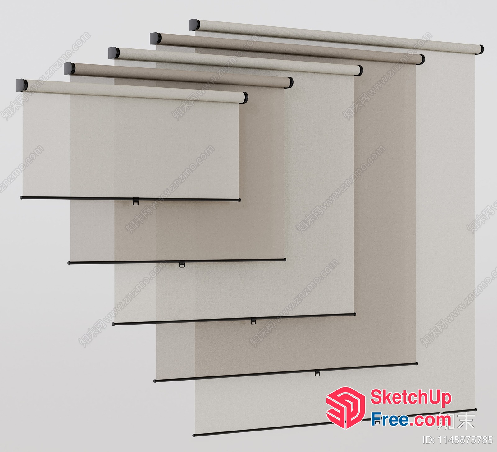 Suspended White Fabric Rollers 3D SketchUp File