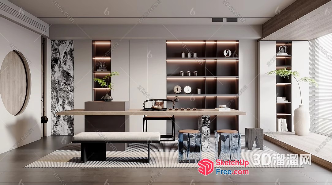 Modern Minimalist Dining Room With Sleek Furniture And Decor 3D SketchUp File