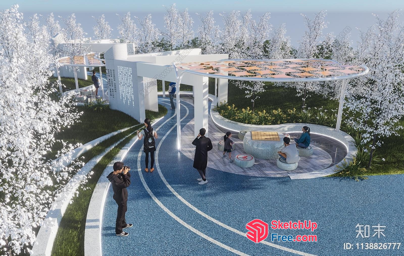 Outdoor Gathering Space With Unique Roof Design 3D SketchUp File