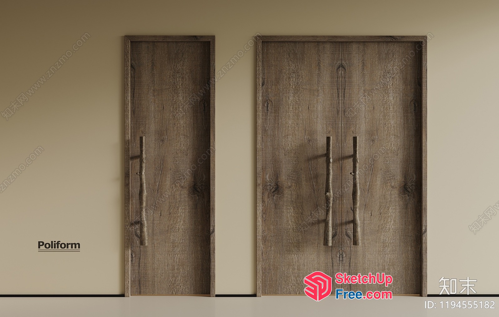 Two Wooden Doors With Handles 3D SketchUp File