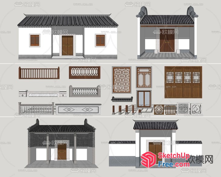 Traditional Chinese House Exterior Design Elements 3D SketchUp File