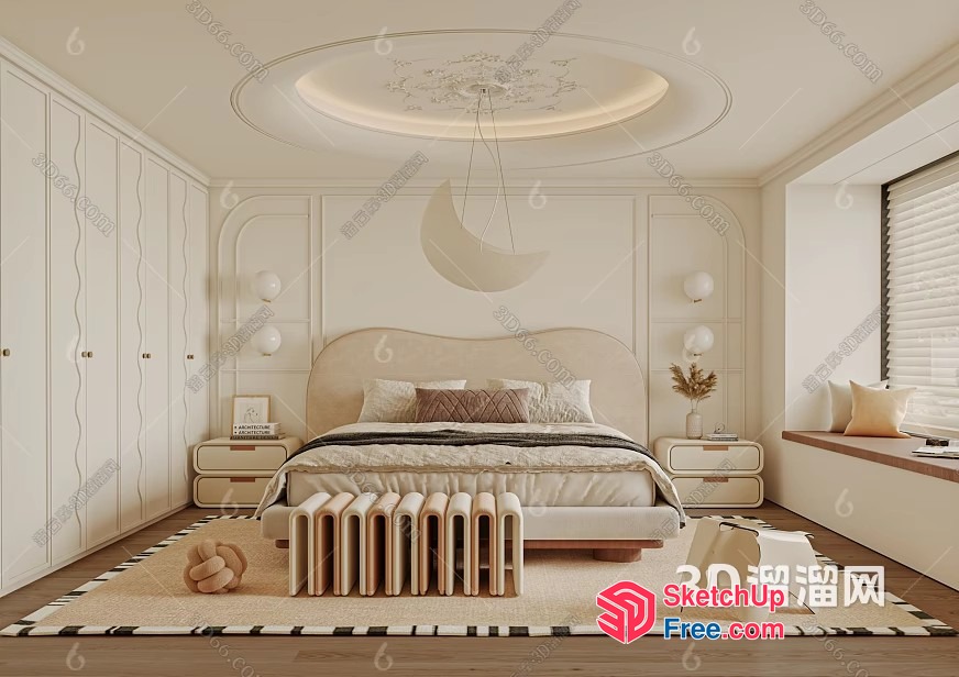 Elegant And Serene Bedroom Decor 3D SketchUp File