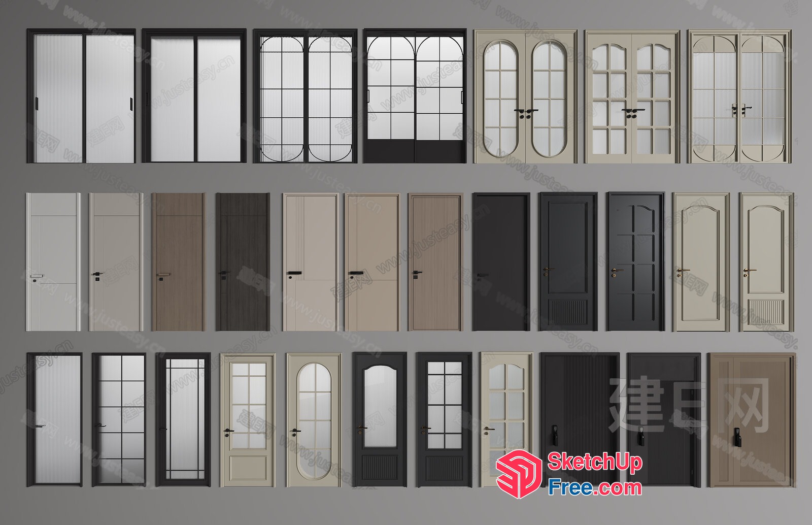 A Collection Of Doors In Various Styles 3D SketchUp File