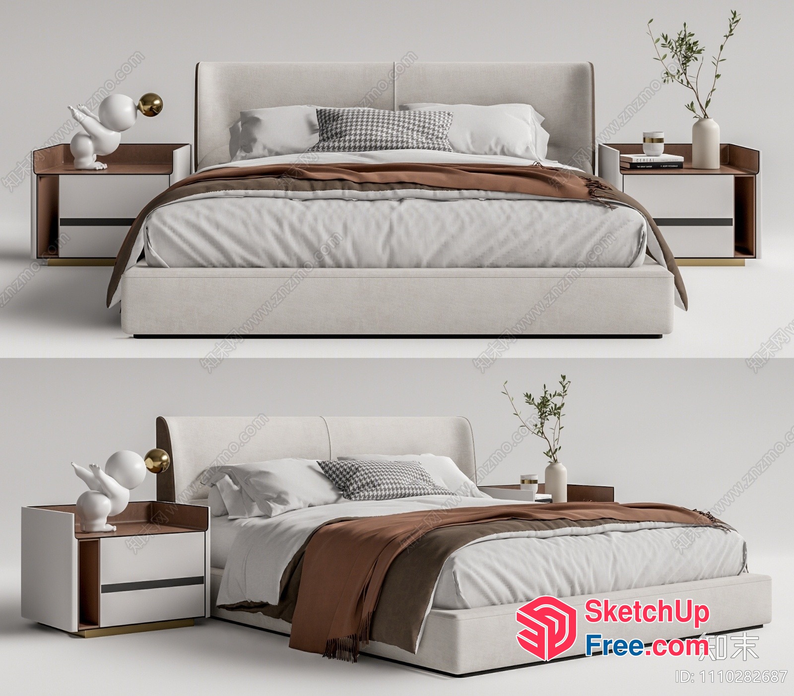 Elegant Modern Minimalist Bedroom Furniture Set 3D SketchUp File
