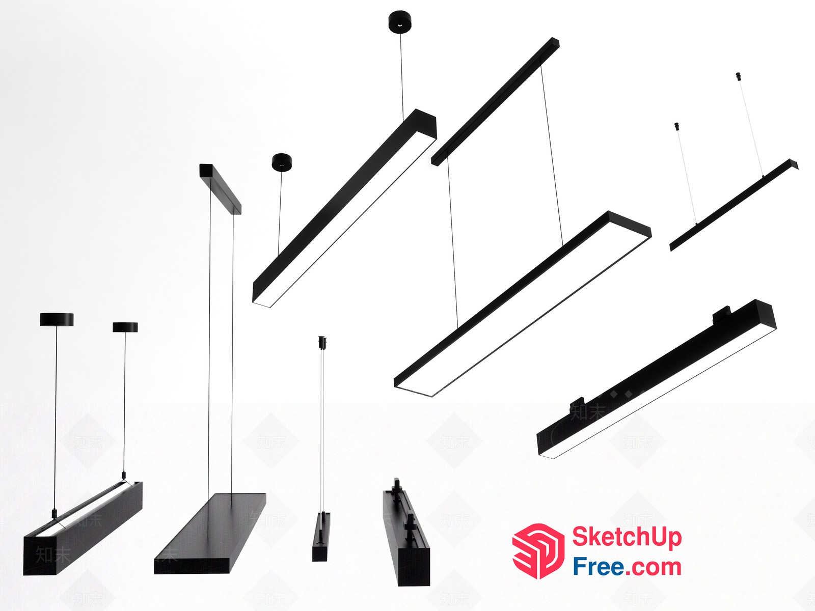 Modern Minimalist Black And White Ceiling Light Fixtures 3D SketchUp File