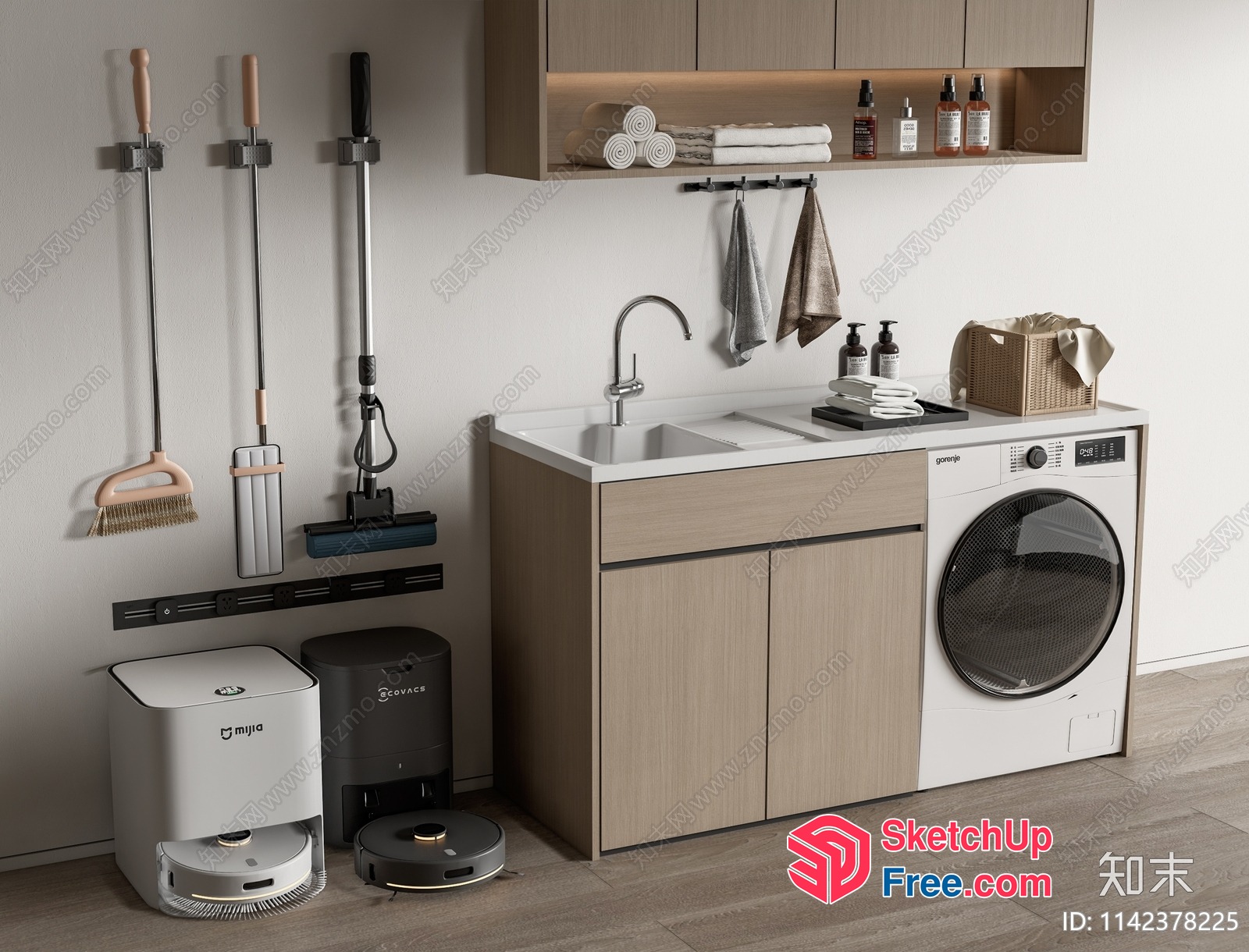 Modern Minimalist Home Decor With Cleaning Equipment 3D SketchUp File