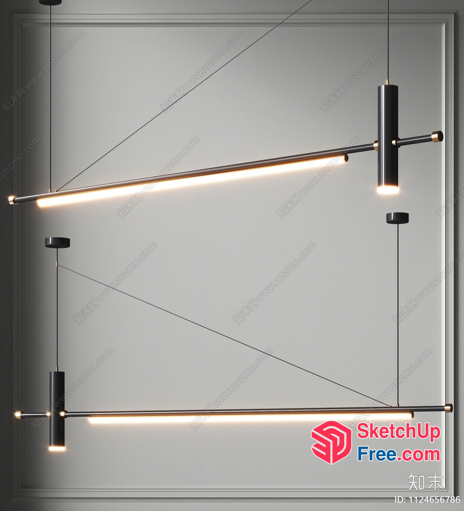 Modern Minimalist Hanging Light Fixture 3D SketchUp File