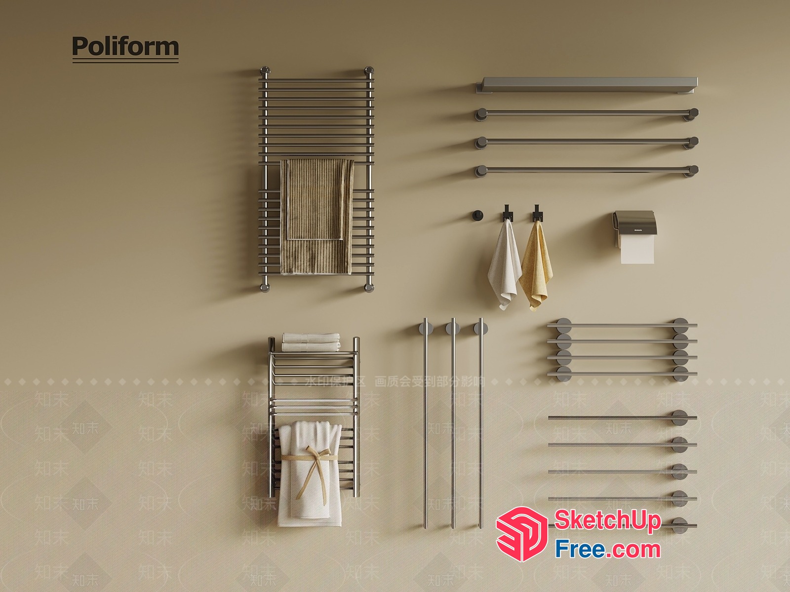 Poliform Bathroom Towel Rack Collection 3D SketchUp File
