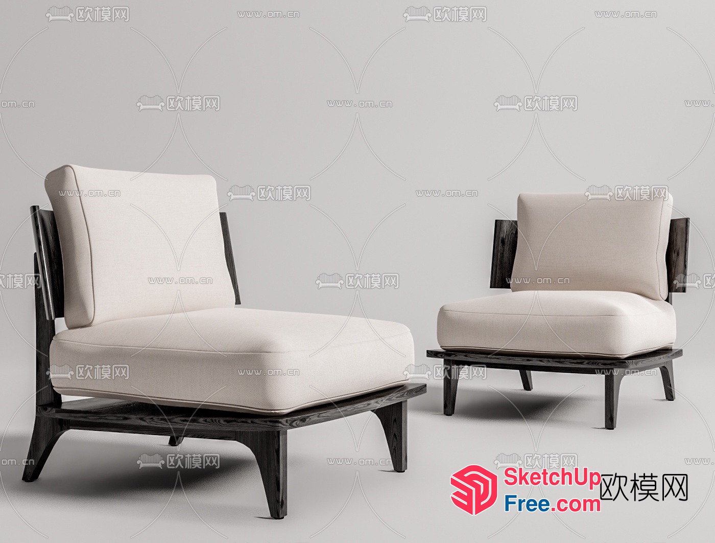 Elegant Modern Living Room Chairs 3D SketchUp File