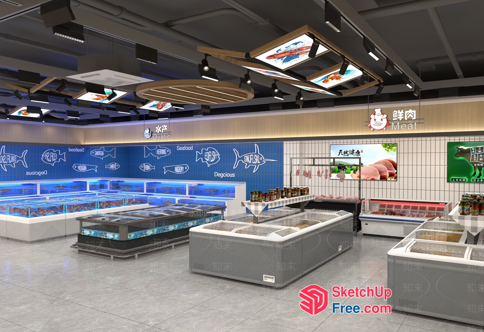 Modern Meat And Seafood Market 3D SketchUp File