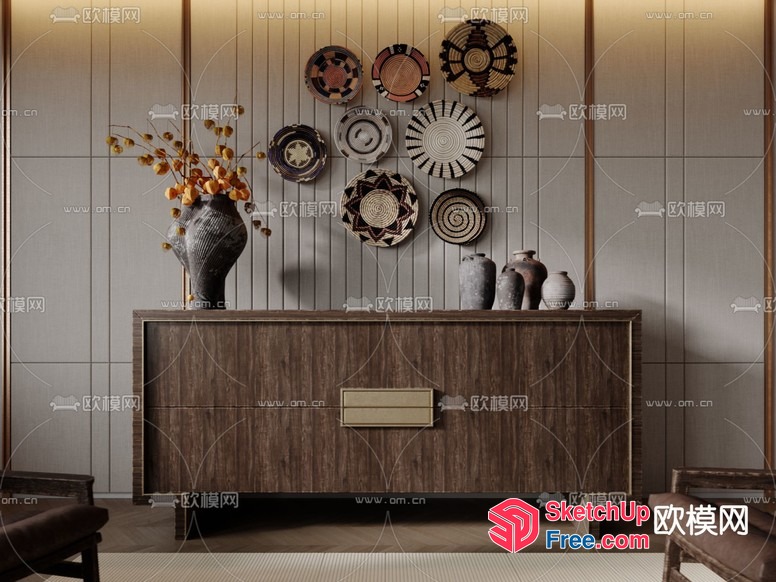 Classic Modern Asian-Inspired Interior Design 3D SketchUp File