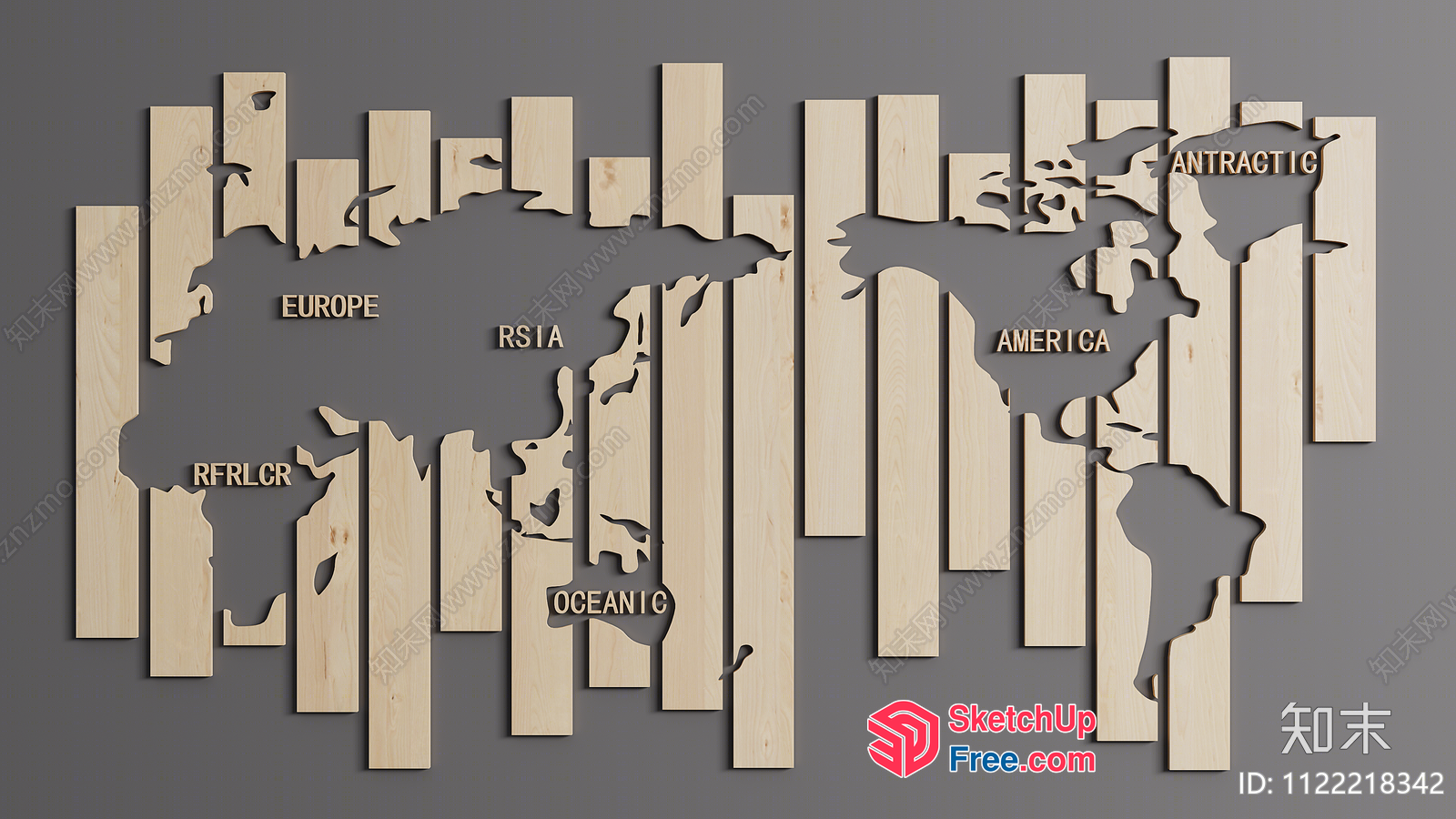 Intricate Wooden Map Wall Decor 3D SketchUp File