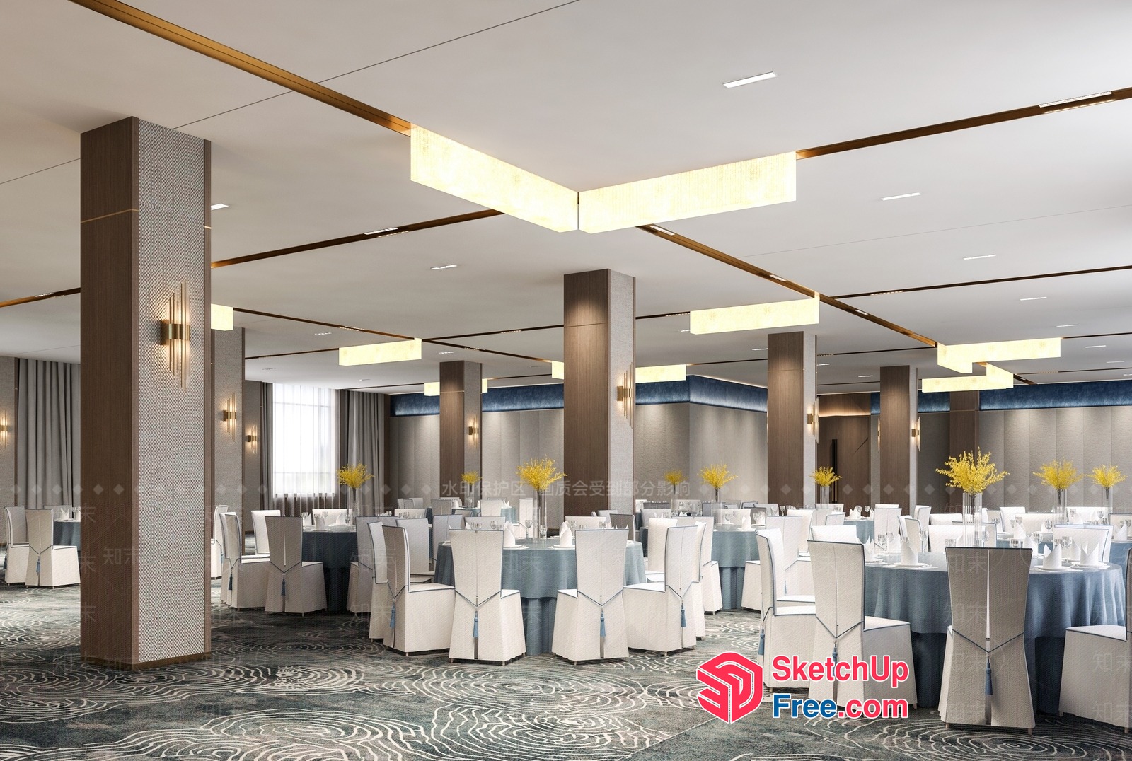Elegant Modern Banquet Hall 3D SketchUp File