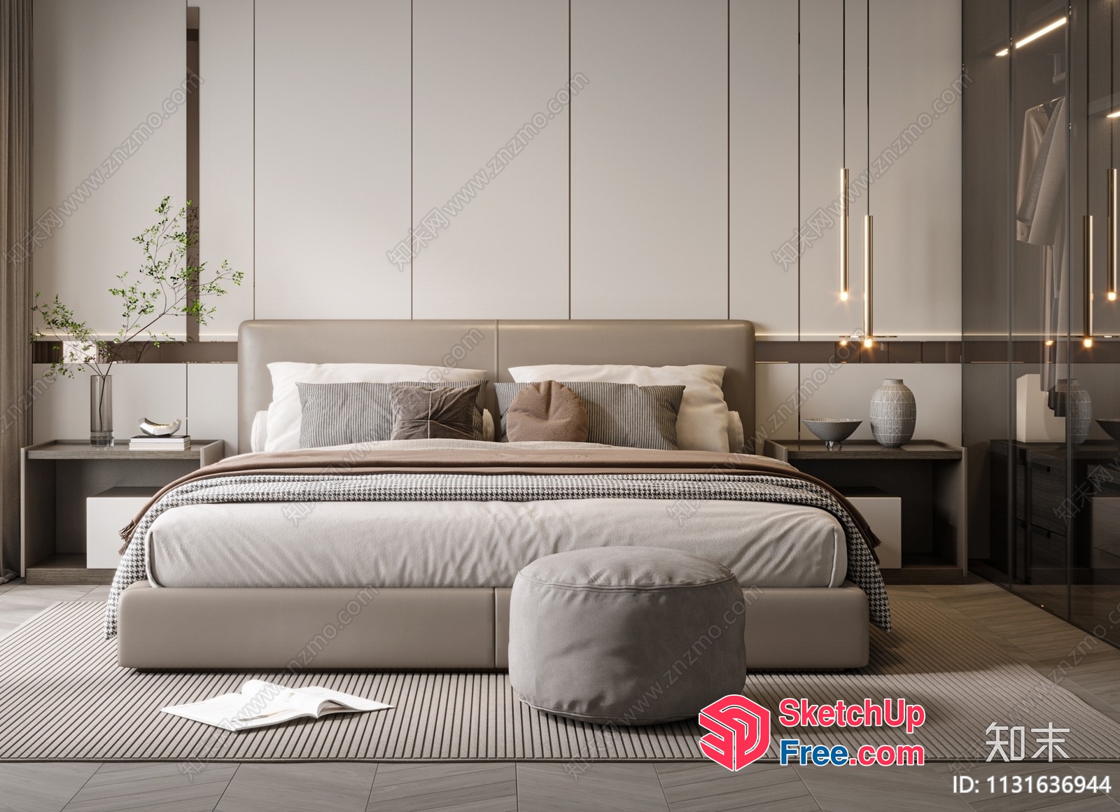 Elegant Minimalist Bedroom Interior 3D SketchUp File