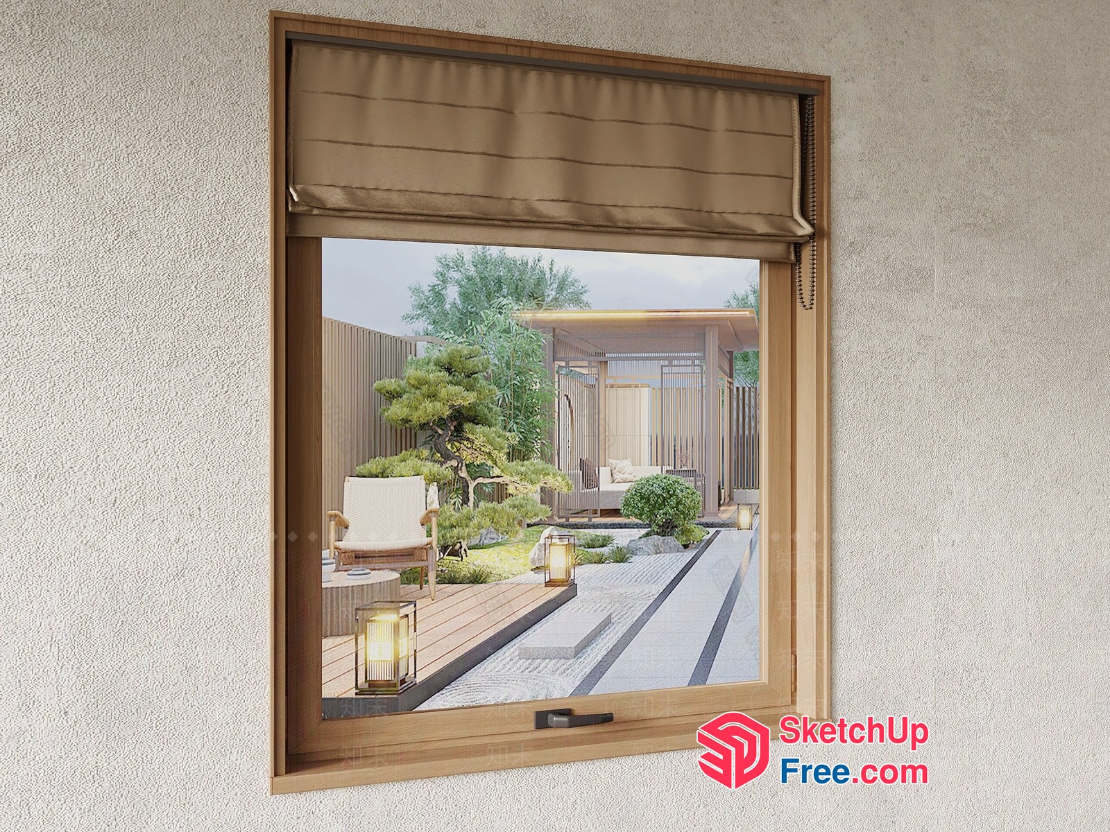 Elegant Japanese-Inspired Outdoor Seating Area 3D SketchUp File