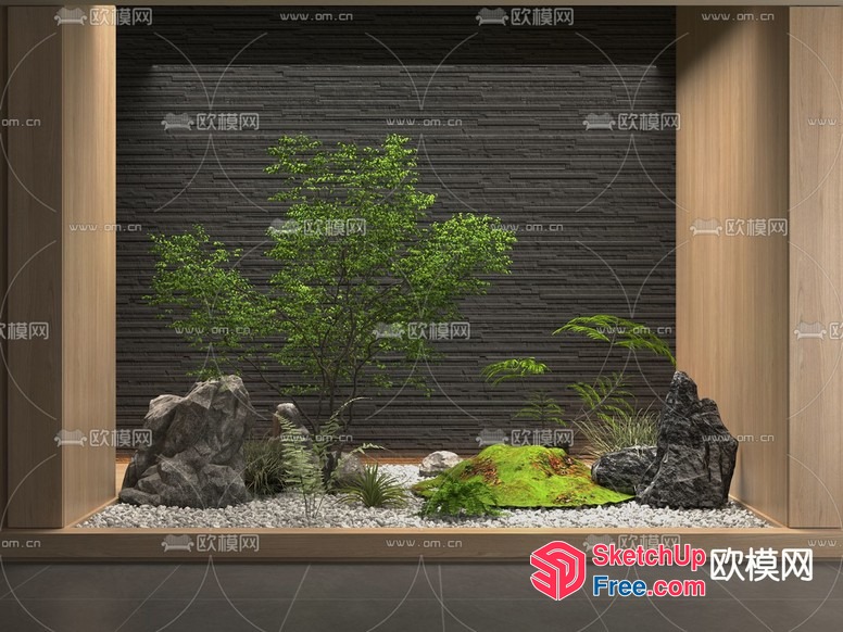 Japanese-Inspired Minimalist Garden Scene 3D SketchUp File