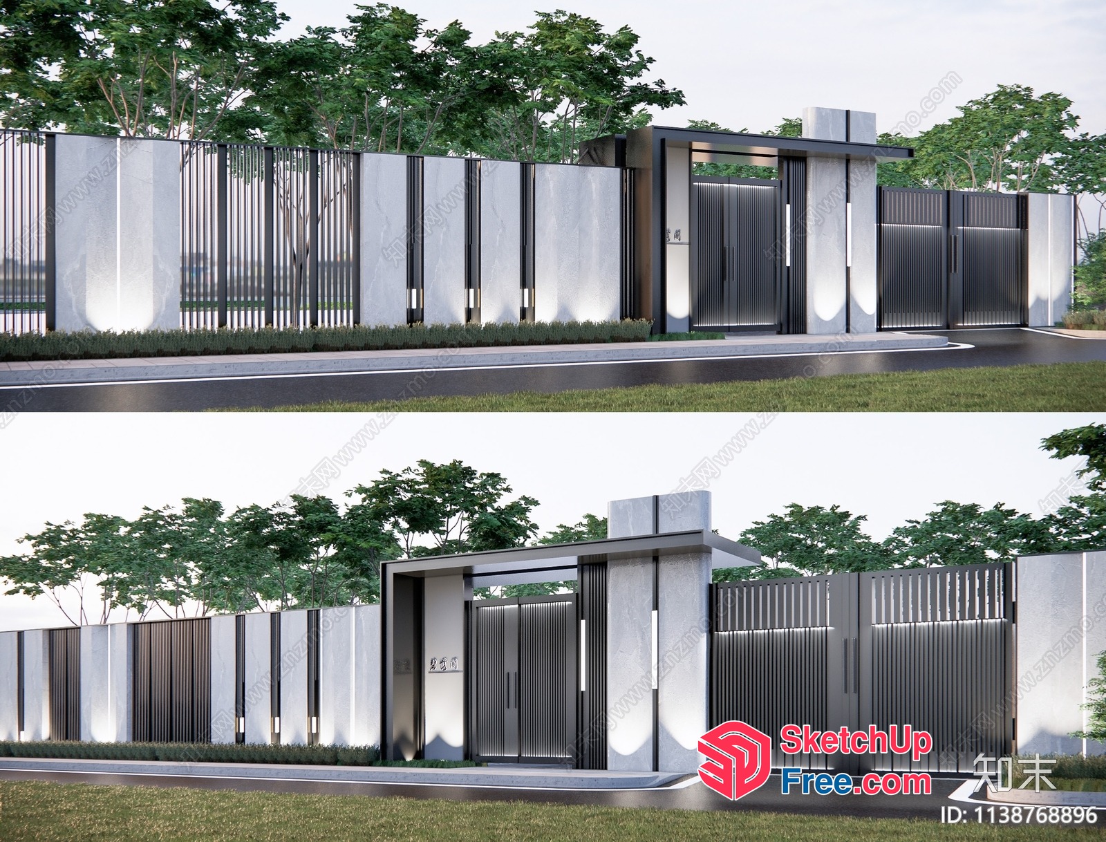 Modern Minimalist Fence And Gate Design 3D SketchUp File