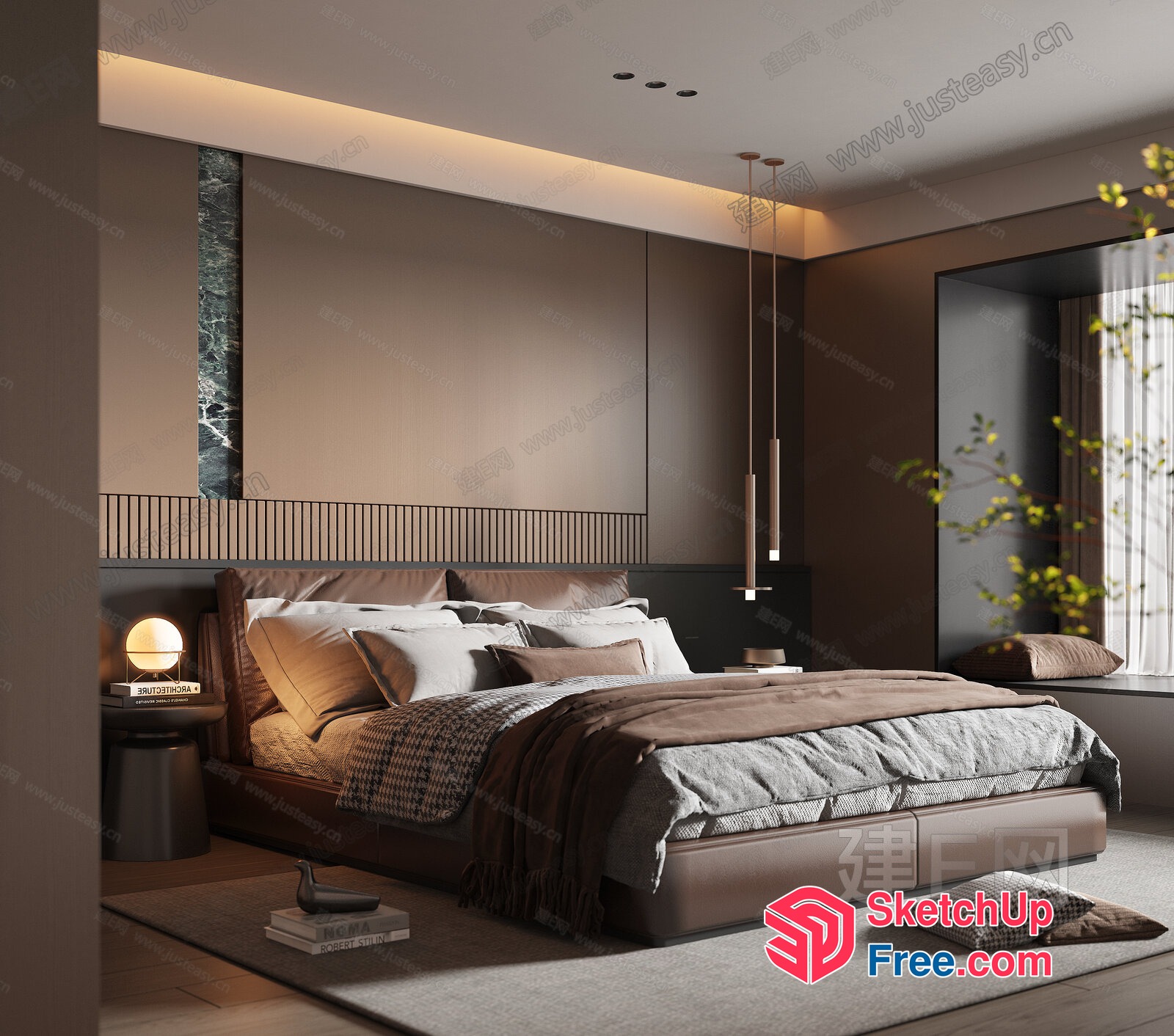 Modern Minimalist Japanese Style Bedroom 3D SketchUp File