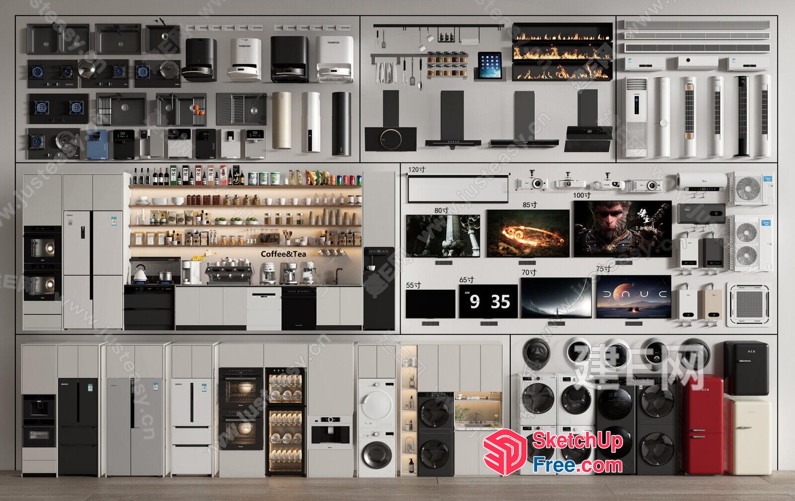 Modern Living Space With Sleek Furniture And Appliances 3D SketchUp File