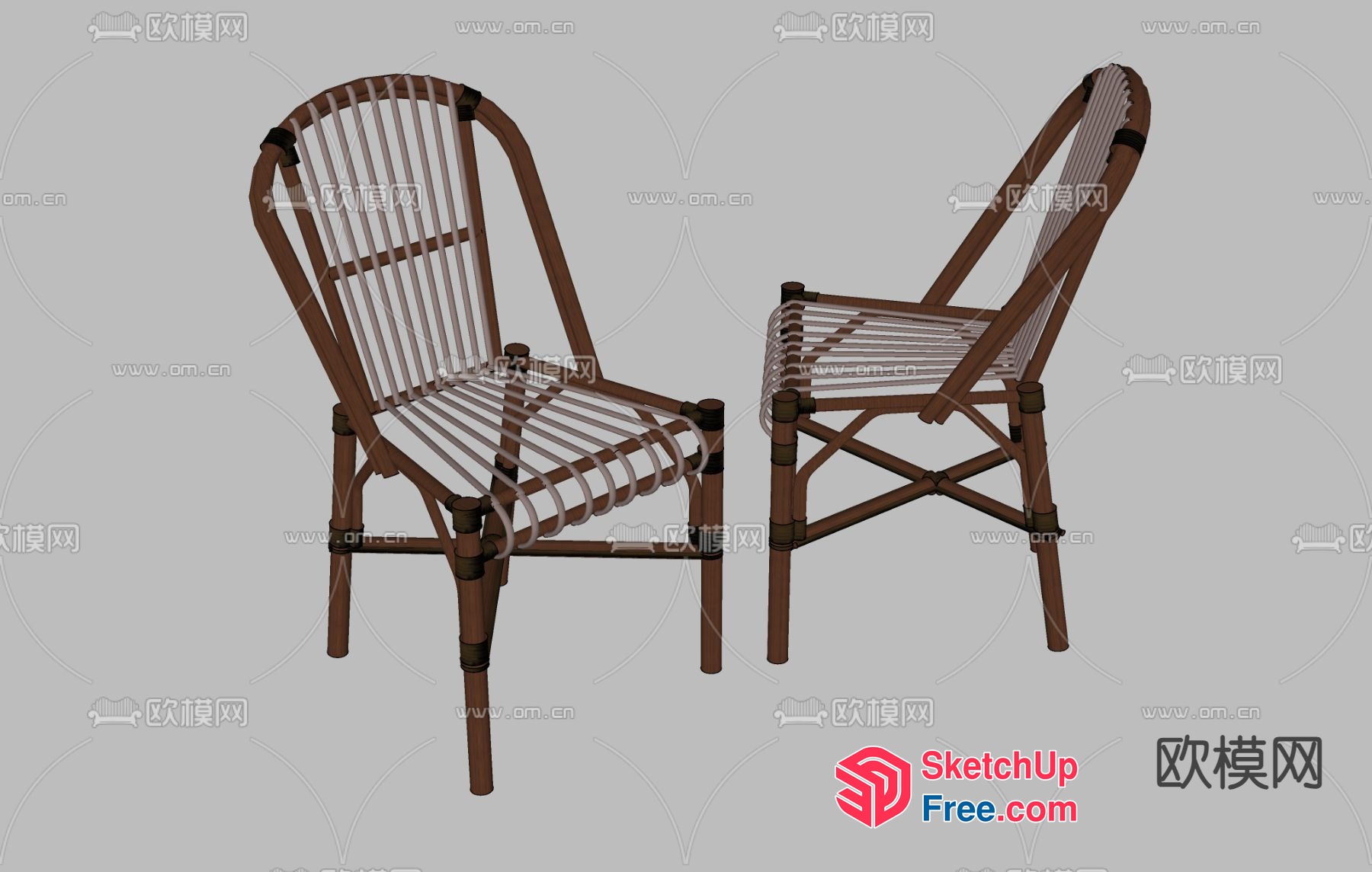 Rattan Chair Set 3D SketchUp File