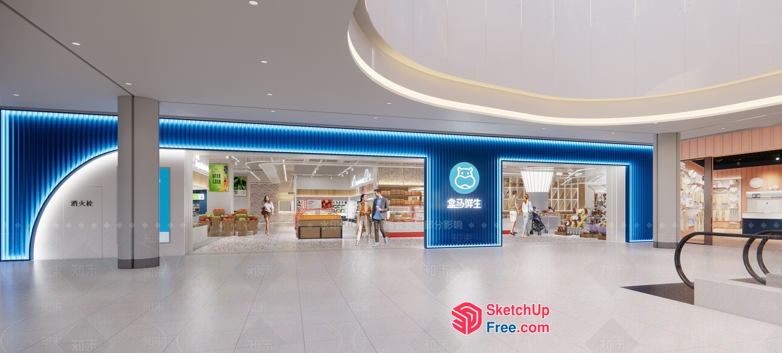 Modern Commercial Space With Sleek Architecture And Ambient Lighting 3D SketchUp File