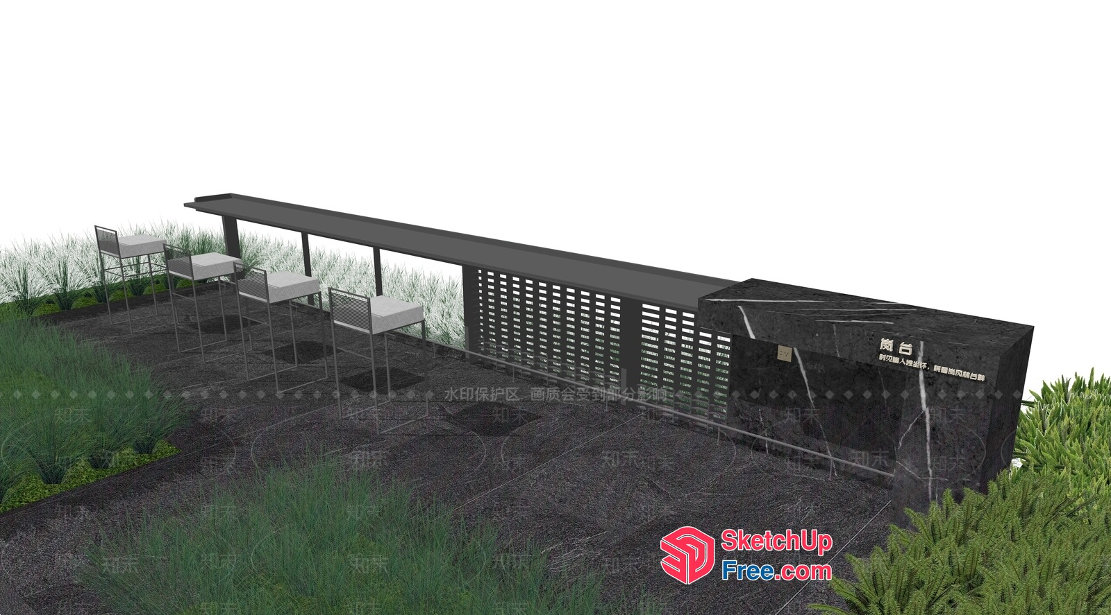 Rooftop Bar With Modern Outdoor Seating 3D SketchUp File