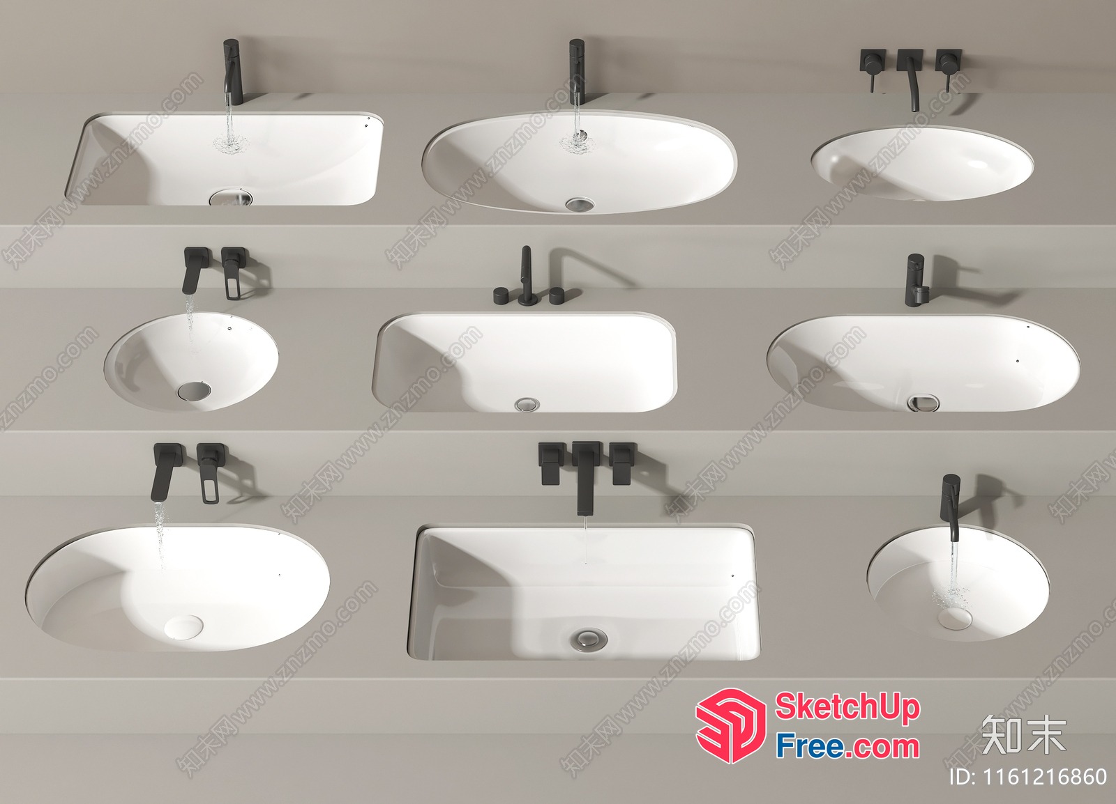 Bathroom Fixtures In A Neutral Color Scheme 3D SketchUp File