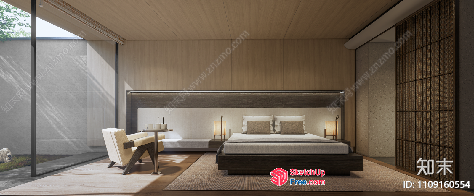 Modern Minimalist Japanese Style Bedroom 3D SketchUp File