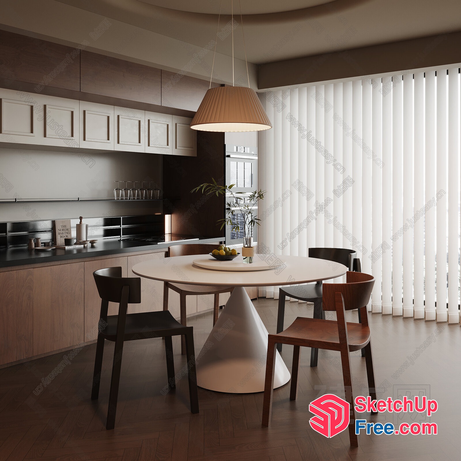 Modern Minimalist Dining Room With Sleek Table And Chairs 3D SketchUp File