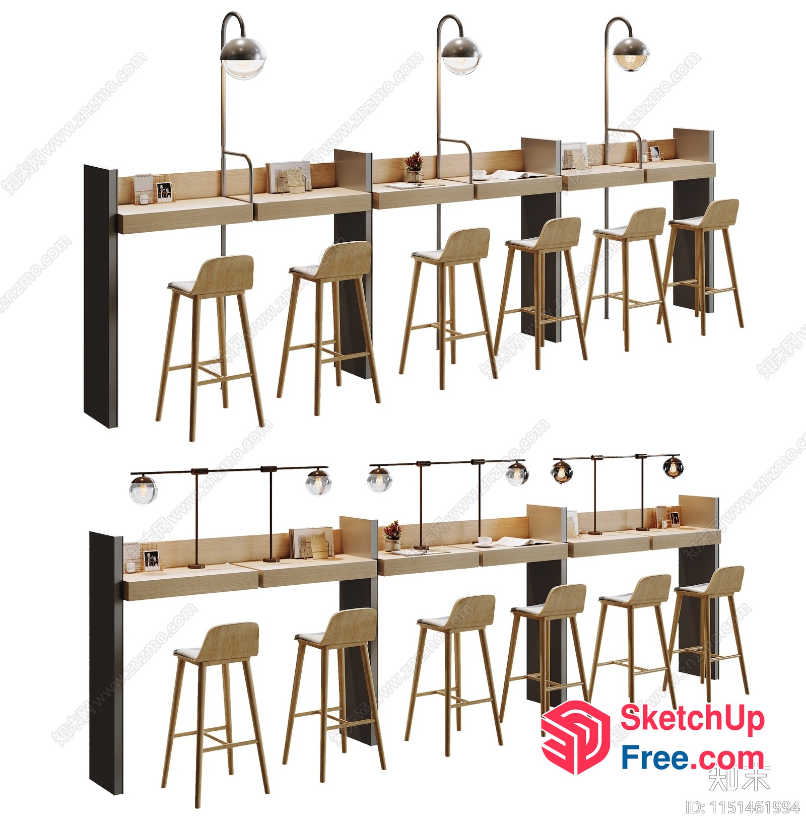 Modern Bar And Stool Furniture Set 3D SketchUp File