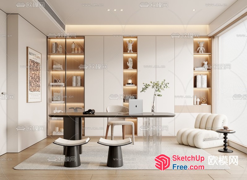 Elegant Modern Office With Sleek Furniture And Natural Light 3D SketchUp File