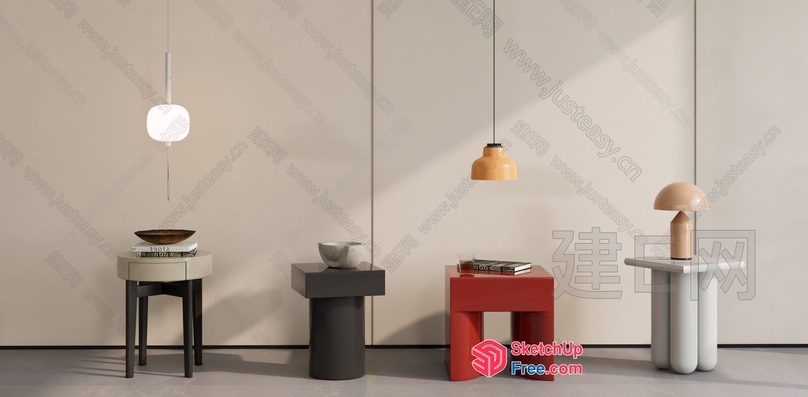 Modern Minimalist Furniture Arrangement 3D SketchUp File