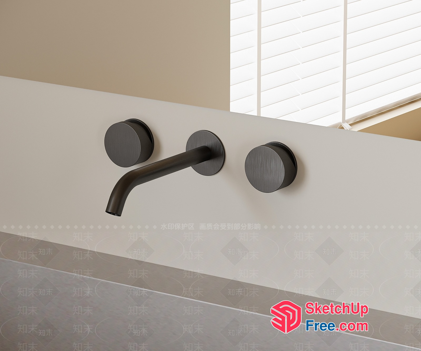 Modern Bathroom Faucet With Two Handles 3D SketchUp File
