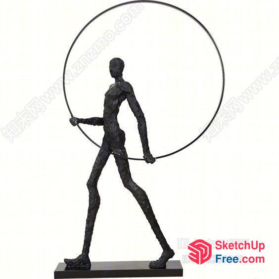 Modern Metal Sculpture Of A Man Carrying A Circle 3D SketchUp File