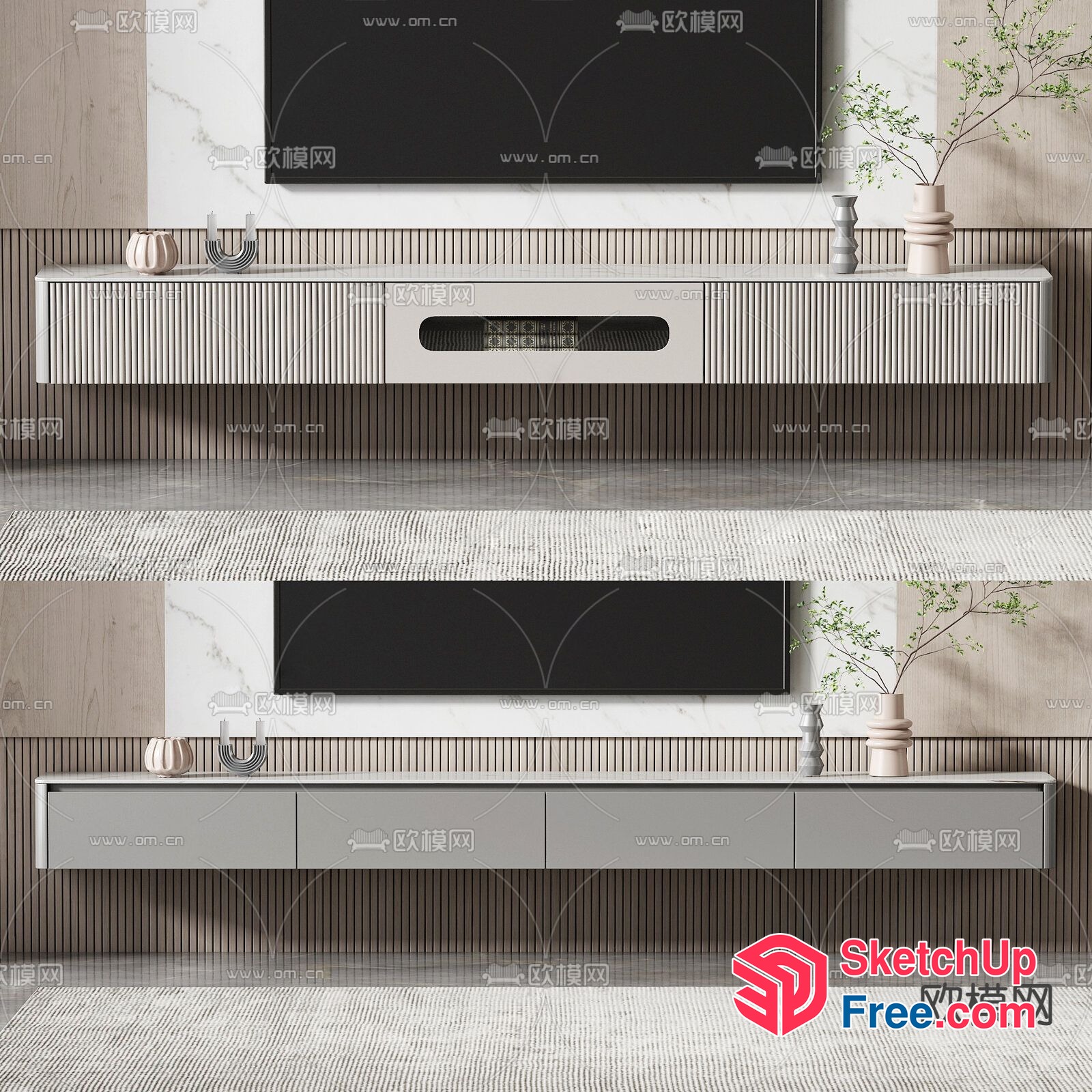 Modern Minimalist Living Room Furniture Set 3D SketchUp File
