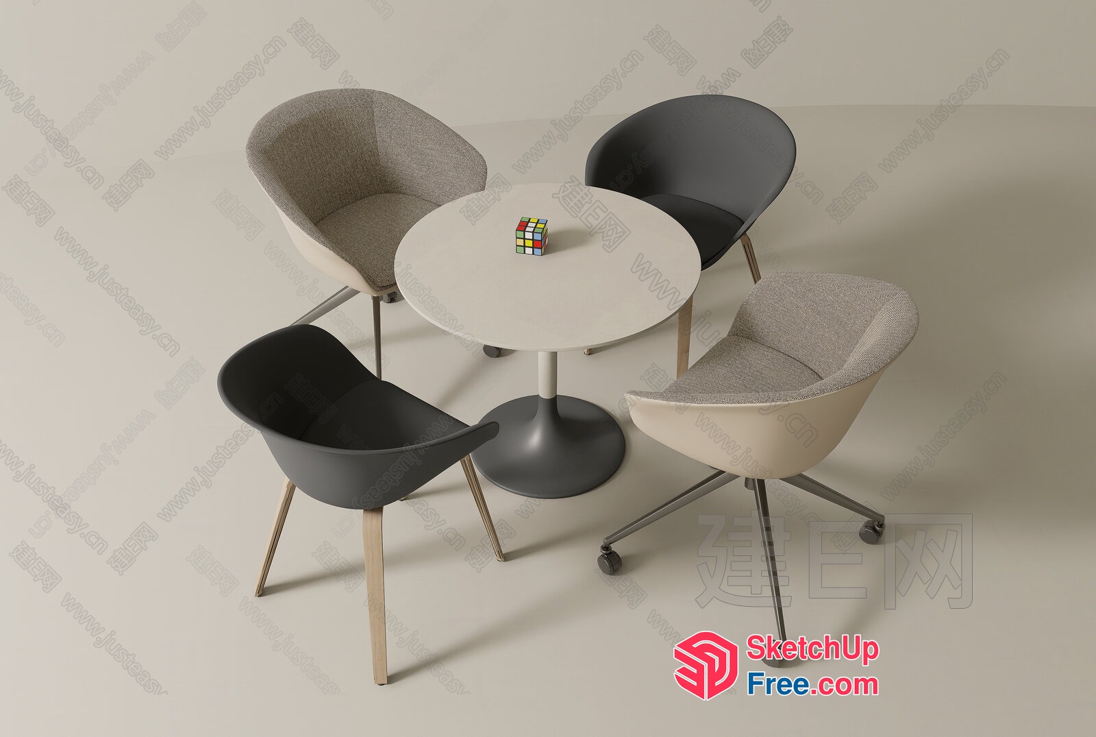 Modern Minimalist Office Furniture Set 3D SketchUp File