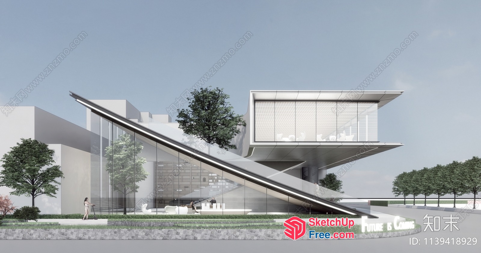 Futuristic Modern Architecture With Sleek Staircase 3D SketchUp File