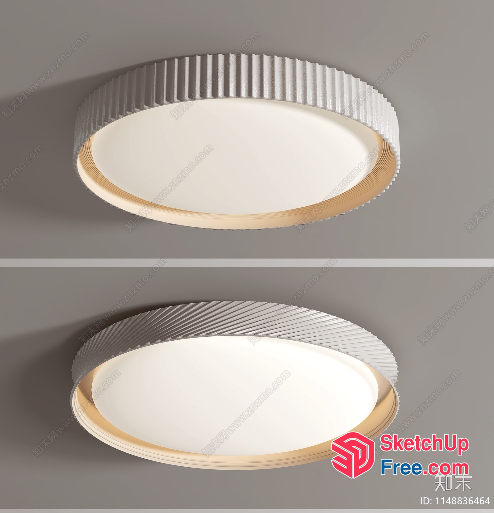 Ornate Ceiling Fixture With Light And Texture 3D SketchUp File