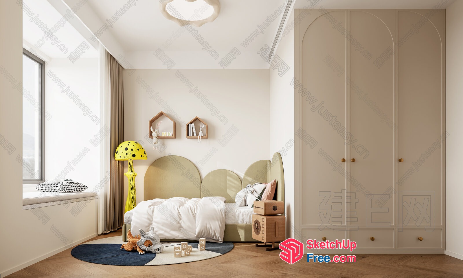 Modern And Cozy Kids' Bedroom With Natural Light 3D SketchUp File