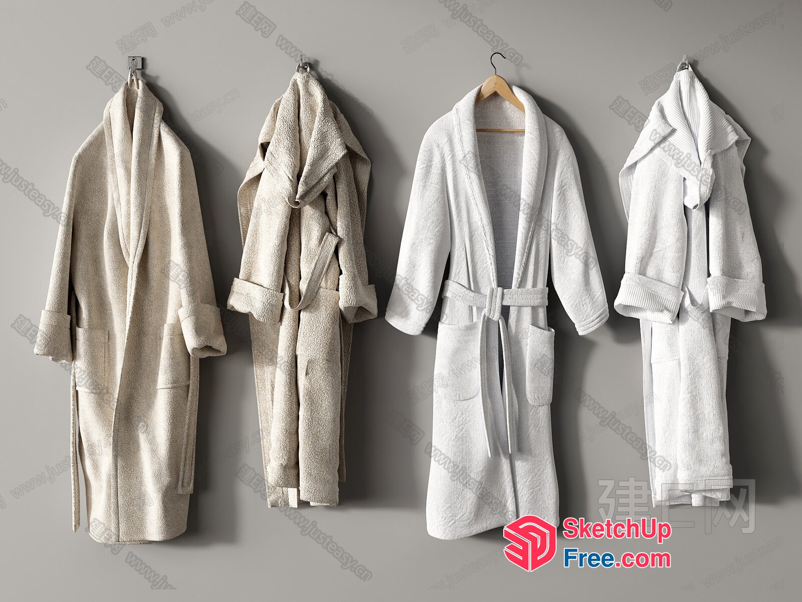 Bathrobes Hanging On A Wall 3D SketchUp File