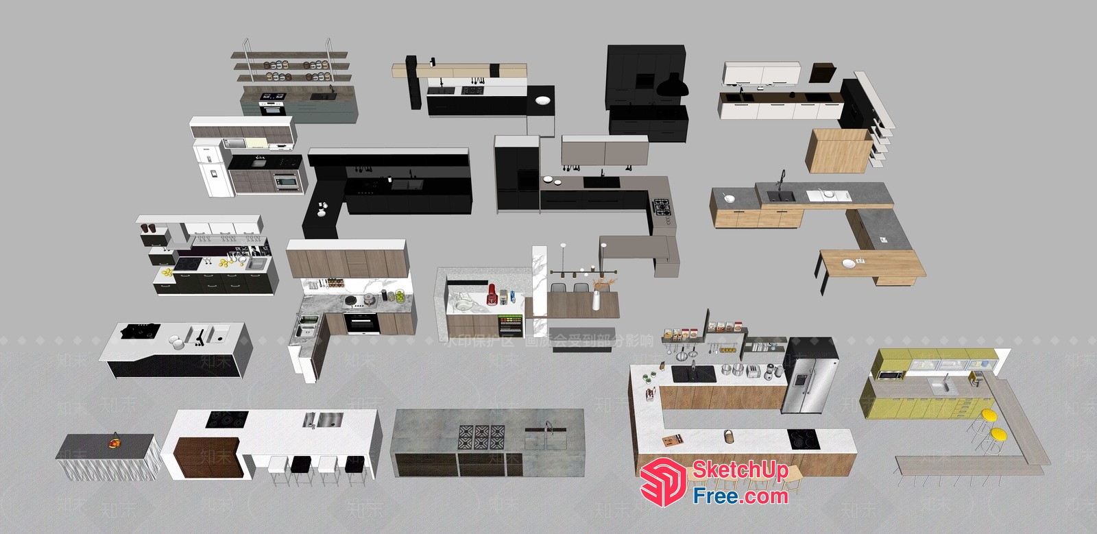 Modern Kitchen Design Variations 3D SketchUp File