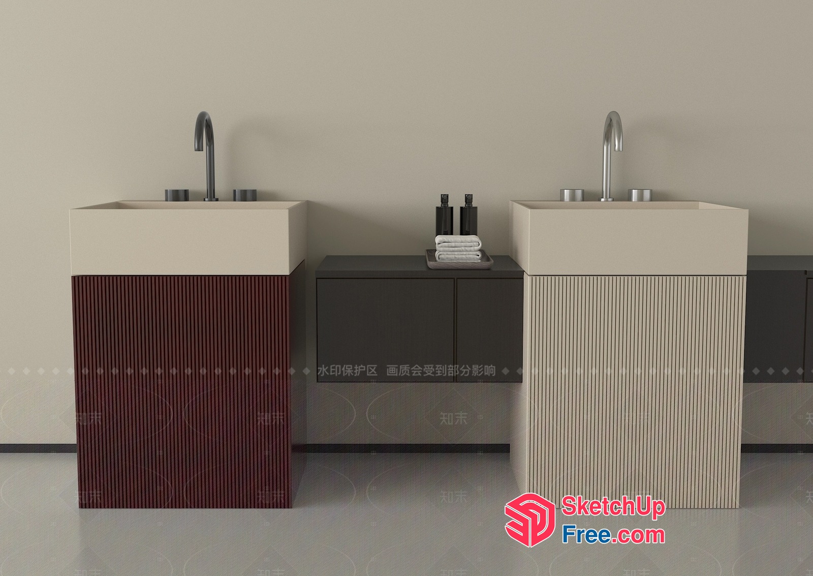Two Modern Bathroom Sinks With Faucets 3D SketchUp File